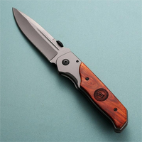 Couteau de camping pliable de qualité industrielle EDC portable, lame en acier inoxydable poli OEM, manche en bois de rose sculpté, multifonctionnel