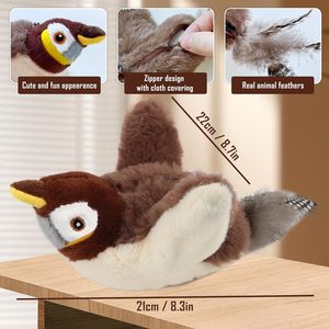 Factory Wholesale New Plush <b>Cat</b> Chirping <b>Toys</b> Touch Activated Flapping Wings Sparrow <b>Interactive</b> Smart USB Eco-Friendly Exercise - Product Image 2