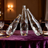Botella de Vidrio para Vino de 350ml, 500ml y 750ml, Nuevo Diseño Único Transparente con Forma de Diamante de Cristal para Tequila, Vino, Licor y Agua