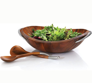 Ensemble de 3 bols en bois tressés pour salade avec serveurs - Product Image 1