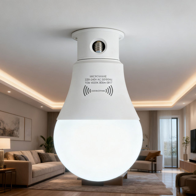 China Manufacturers Smart A60 LED Bulb Light Motion Sensor Indoor Lighting 5/7/912W Microwave Radar Sensor Aluminum E27 Office