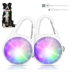 Kingtale Custom Dog Lights for Night Walking 2 Pack 4 Modes Dog Collar Light RGB Color Changing Dog Light