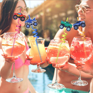 Paille de fête LAIMAI en PETG réutilisable de qualité alimentaire, motif de dessin animé tendance, design en spirale de camion, pour les anniversaires, les célébrations, les jeux, les cadeaux - Product Image 4