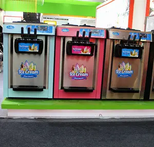 Commercial automatic softy table top ice cream machines maker 3-flavor soft ice cream machine for sale.