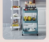 Chariot de rangement mobile moderne à 3 niveaux avec paniers en maille, étagère mobile, chariot utilitaire de cuisine en métal, fin et compact, vente en gros