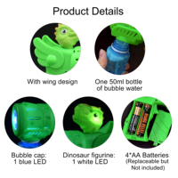 Pistola per Bolle a Forma di Dinosauro Luminosa con 50ml di Soluzione per Bolle per Giochi di Carnevale ed Eventi nei Parchi a Tema
