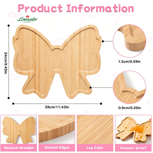 Bandeja de Servir de Bambú en Forma de Lazo, Bandeja de Madera para Frutas y Postres, Decoración Ideal para Fiestas y Regalo para Cumpleaños y Bodas - Product Image 3