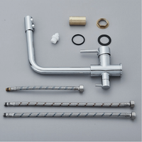 Robinet de cuisine moderne 3-en-1 en or brossé avec filtre, mitigeur double poignée pour évier