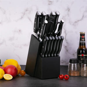 Wholesale Three Rivets ABS Handle Cutlery <b>Set</b> Stainless Steel Kitchen <b>Knife</b> <b>Set</b> with Black Painted <b>Knife</b> Block - Product Image 2