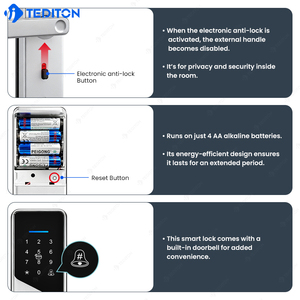 Cerradura Inteligente para Puerta <span class=keywords><strong>Exterior</strong></span> con Contraseña Digital y Wifi Tuya TTlock, Apta para Cerraduras de Embutir Turcas 6085, para Casa, Apartamento, Hotel - Product Image 4