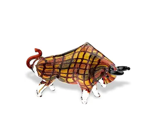 Patung banteng kaca kerajinan tangan Premium, dekorasi hewan artistik tahan lama untuk rak meja tampilan kerajinan kaca - Product Image 1