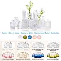 Vases en verre transparent soufflé à la main Vintage petit bourgeon Vase à fleurs pour la décoration intérieure rustique clair Mini Vase centres de table de mariage