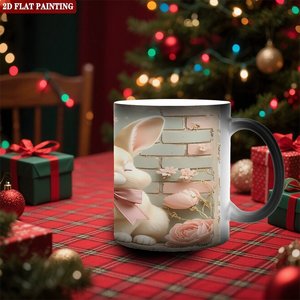 Frosted Black <b>Ceramic</b> Mug 11oz Heat Activated Color Changing <b>Cup</b> For Daily Beverage Use - Product Image 2