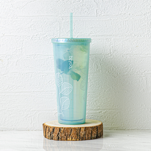 แก้วน้ำพลาสติกไม่มี BPA ผนังสองชั้นสีเขียวไข่มุก24ออนซ์พร้อมหลอดสำหรับใช้ในสำนักงานงานปาร์ตี้และใช้งานกลางแจ้ง - Product Image 5