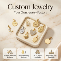 Pendentif Mosen en acier inoxydable doré pour femme, breloque personnalisée en forme d'étoile du Nord, cœur, lune, coquillage, bijoux en gros