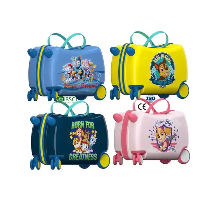 16 ''PC diseño de dibujos animados niños paseo en el equipaje ligero llevar equipaje viaje maleta con ruedas bolsa con cinturón de seguridad para los niños