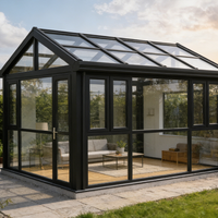 Véranda modulaire préfabriquée en verre pour extension de patio arrière, protection contre le vent et l'eau, espace de vie toutes saisons, extérieur résidentiel