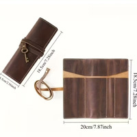Étui à stylos artistique en cuir PU personnalisé avec logo, étui à crayons rétro, porte-stylos, organiseur de papeterie portable, pochette pour fournitures de bureau