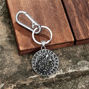Porte-clés Tête de Loup en Acier Inoxydable, Pendentif Lettre Viking Nordique, Bijou pour Homme, Cadeau, Breloque, Accessoire Thème Animal - Product Image 2