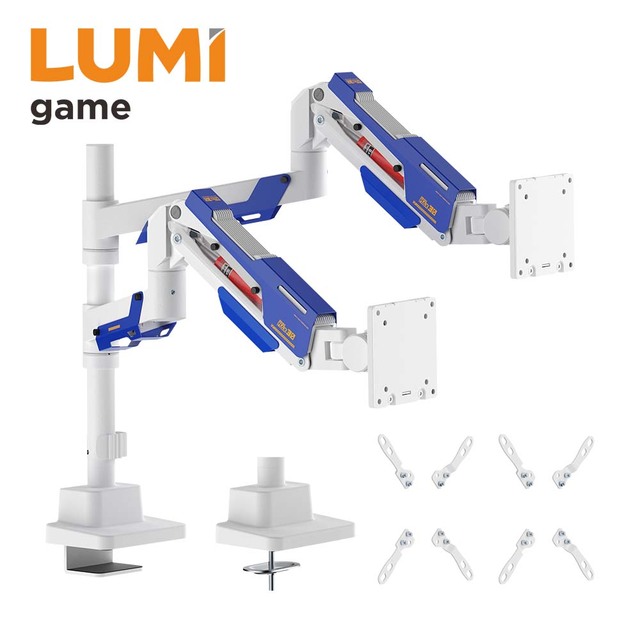LDT101-C024P 24"-57" 27kg Armada Heavy Duty Pole Mounted Dual Gas Spring Gaming Monitor Arm Ultrawide Game Monitor Mount Stand