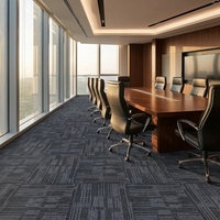 Dalles de moquette commerciales modernes à rayures carrées, en polypropylène, à boucles, rembourrées, pour bureaux et chambres, revêtement de sol modulaire