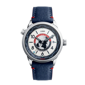 Reloj GMT Automático de Lujo para Hombre de 39 mm, Logotipo Personalizado, Acero Inoxidable 316L, con Correa de Cuero, Movimiento SELLITA SW330-1, con Indicador de Día - Product Image 3