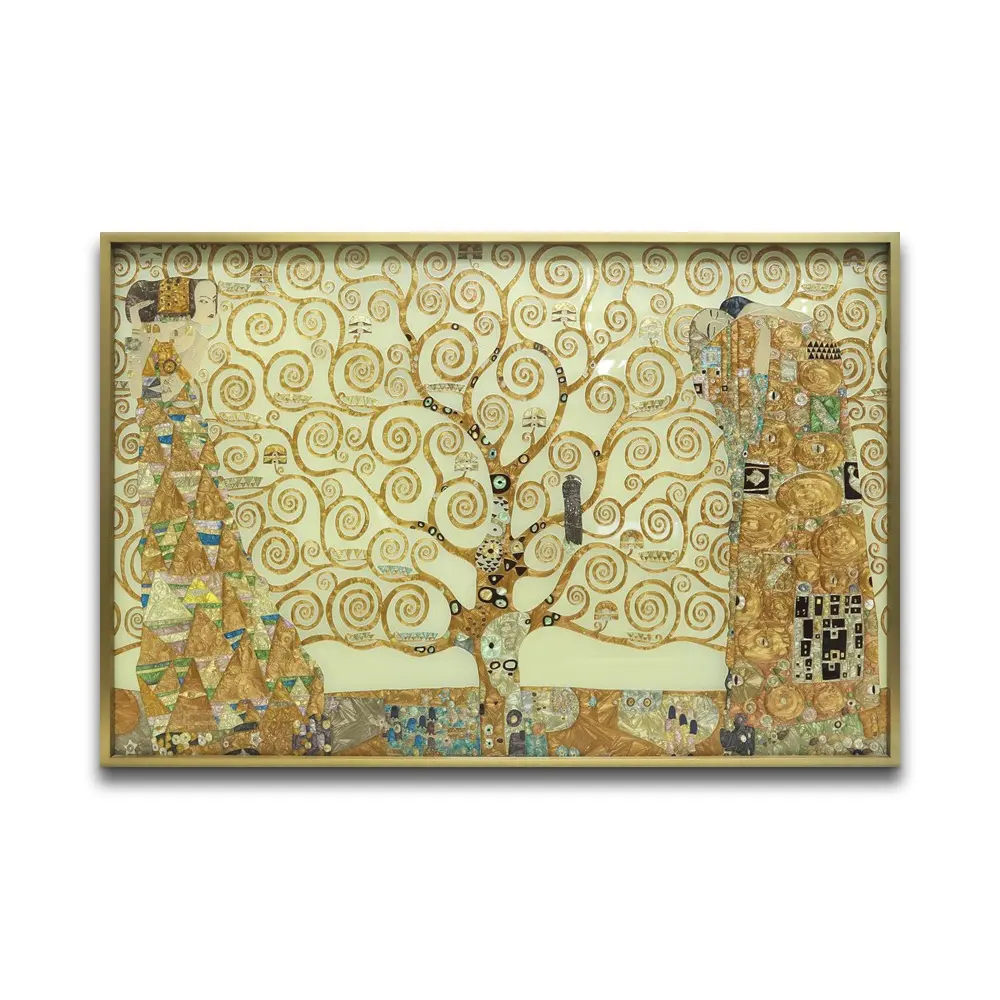 Su misura grande Gustav Klimt l'albero della vita smalto di vetro classico opera d'arte di lusso 3D arte della parete per Hotel