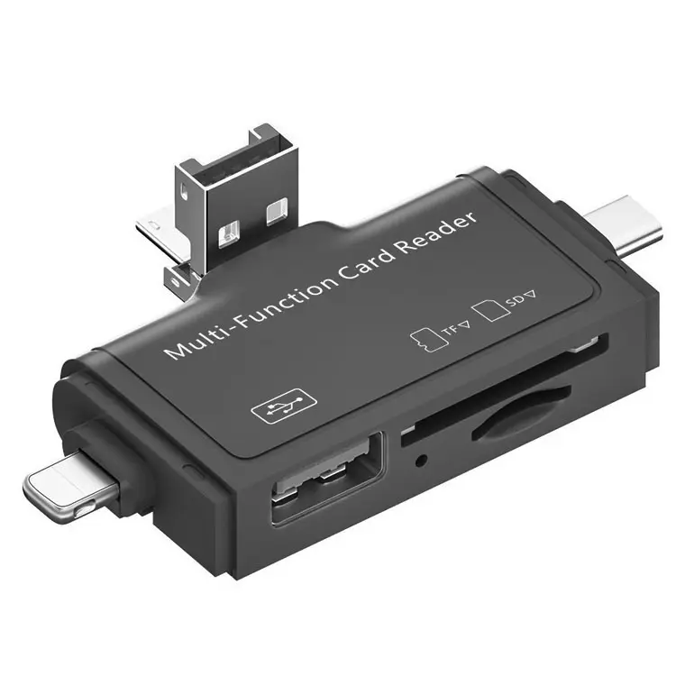 7 IN1 다기능 카드 리더기 SD TF USB Type-C 마이크로 USB 카드 리더기 OTG 변환기 플러그 앤 플레이 전화 노트북 용