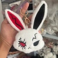 Nouveau Pendentif Peluche Lapin Noir Transfrontalier, Design Bully, Accessoire de Sac, Porte-clés Dessin Animé, Rembourrage Coton PP, Unisexe