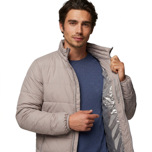 Mens Lightweight Quilted Puffer Jacket Warm Insulated Outdoor Winter Coat Full Zip Secure Side Pockets <b>Waterproof</b> Windproof - Product Image 1