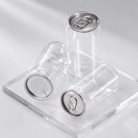 Vente en gros de canettes en plastique PET transparentes de 330 ml avec couvercle facile à ouvrir en aluminium pour l'emballage de café, de soda, de boissons froides