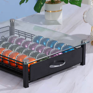 Soporte para cápsulas de café de cocina moderna, organizador de cajones, cápsulas de café de hierro de Metal de vidrio, 40 Uds., almacenamiento de cápsulas de café - Product Image 3
