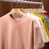 여름 일반 코튼 브랜드 대량 티셔츠 유니섹스 빈 라운드 넥 일반 프리미엄 코튼 280gsm 사용자 정의 스크린 인쇄 Tshirt