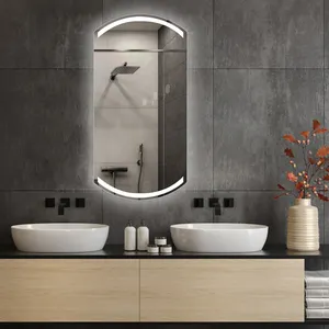 Sensore tattile senza bordo ad arco decorativo a parete Smart bagno specchio irregolare con luce a Led