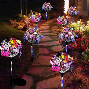 Papillon solaire piquet de jardin en métal lumières de jardin solaires sculpture de vent décorative extérieure pour la lumière led étanche de cour - Product Image 6