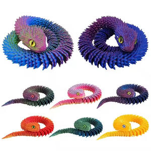 マルチカラー<span class=keywords><strong>3D</strong></span>プリントバイパーヘビ関節可動ジョイントアニマルモデルデスク装飾クリエイティブギフト認知玩具 - Product Image 2