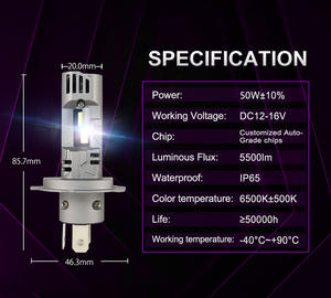 Kit d'ampoule de phare LED automatique PNP personnalisé <span class=keywords><strong>nouvelle</strong></span> voiture de sport feux avant sans fil H7 camion Canbus avec température de couleur 6000k - Product Image 3