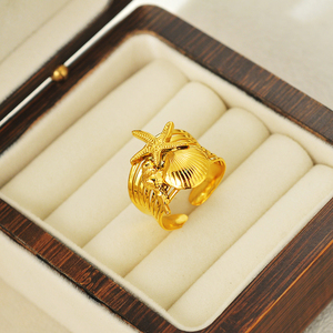 Лидер продаж, модные кольца из нержавеющей стали, позолоченные кольца с морским коньком для женщин - Product Image 6