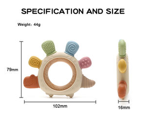 Mordedores de silicona para bebés de madera con forma de dibujos animados personalizados, juguetes de dentición de silicona sin BPA para bebés de 0 a 12 meses - Product Image 2