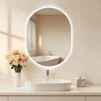 Miroir de salle de bain avec éclairage LED 400x600mm, miroir de vanité électrique avec éclairage rétroéclairé, miroir mural ovale