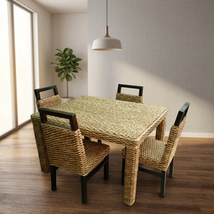Ensemble de table à manger en rotin naturel, écologique, fait main, minimaliste moderne, pour restaurant et hôtel - Product Image 3