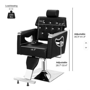 Sillón de Barbería Hidráulico de Cuero Negro, Giratorio 360 Grados, con Reposapiés, para Peluquería - Product Image 5