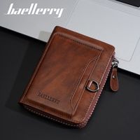 Porte-monnaie d'affaires pour hommes, très demandé, personnalisable, couleur unie, motif haut de gamme, fermeture éclair, portefeuille court, Billeteras Por Mayor