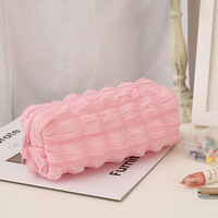 Nouvelle trousse à crayons grande capacité, mignonne et moelleuse, couleur crème, avec fermeture éclair, pour étudiants, fournitures scolaires, organiseur de bureau, trousse de maquillage