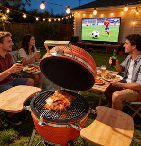 SEB 26 Kamado Moderno Barbecue in Acciaio Inossidabile con Carrello - Senza Fumo e Portatile <span class=keywords><strong>per</strong></span> Feste e Celebrazioni di Partite di Calcio - Product Image 2