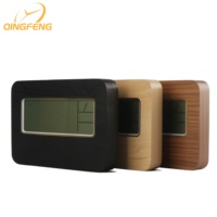 Horloge de table numérique LED LCD moderne avec cadre en bois, alimentée par USB/piles AA