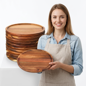 Customized High Quality Modern Round Wedding <b>Disposable</b> Wooden Pallets <b>Plate</b> Dish Decorative Trays - Product Image 2