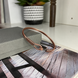 Adjustable Bamboo Texture Wire Wrapped Design Bracelet Women Men Jewelry 99.99% Pure <b>Copper</b> <b>Bangle</b> - Product Image 4