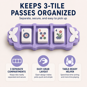 Vassoio Porta Tessere Mahjong a 3 Scomparti, Stile Charleston, Porta Tessere Americano, 6 Colori, Stampato in 3D, Portatile in Plastica - Product Image 4