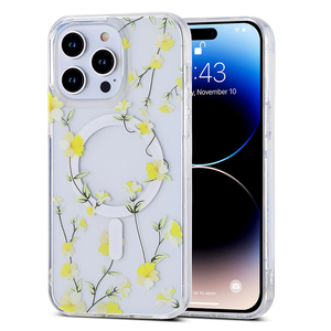 Custodia per telefono con fiore selvatico di lusso con ricarica Wireless trasparente IMD per iPhone 15 14 13 Pro Max - Product Image 5